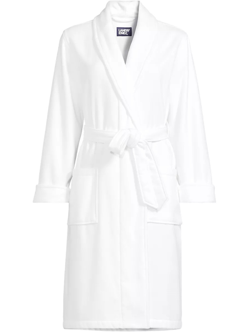 Land's End 100% Cotton Terry Shawl Collar Spa Robe Short White Size Large Petite